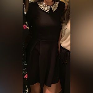 Black Aqua Dress with Beaded Collar